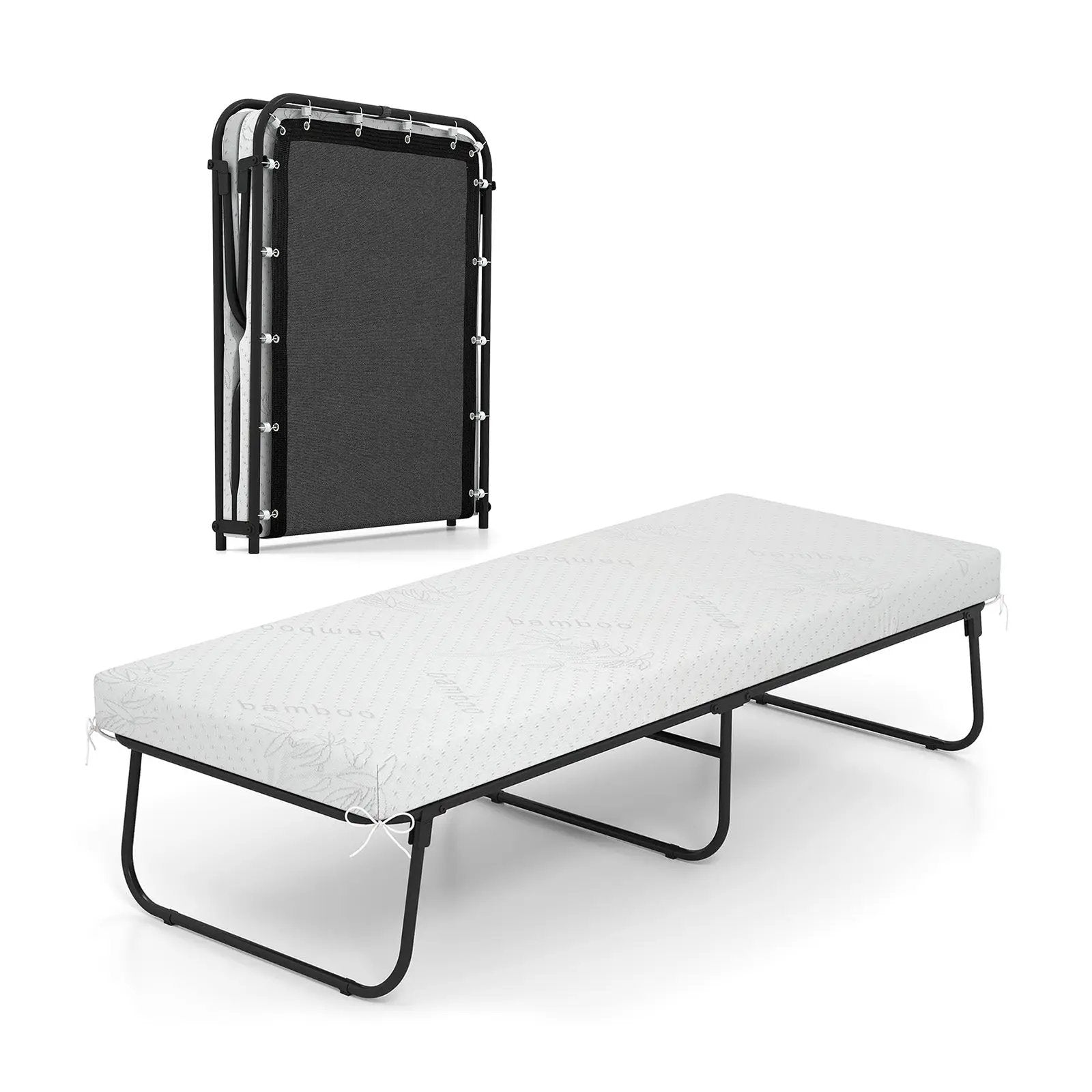 75 x 31 Inch Folding Bed with Mattress Cot Size with Memory Foam by DirectDeals