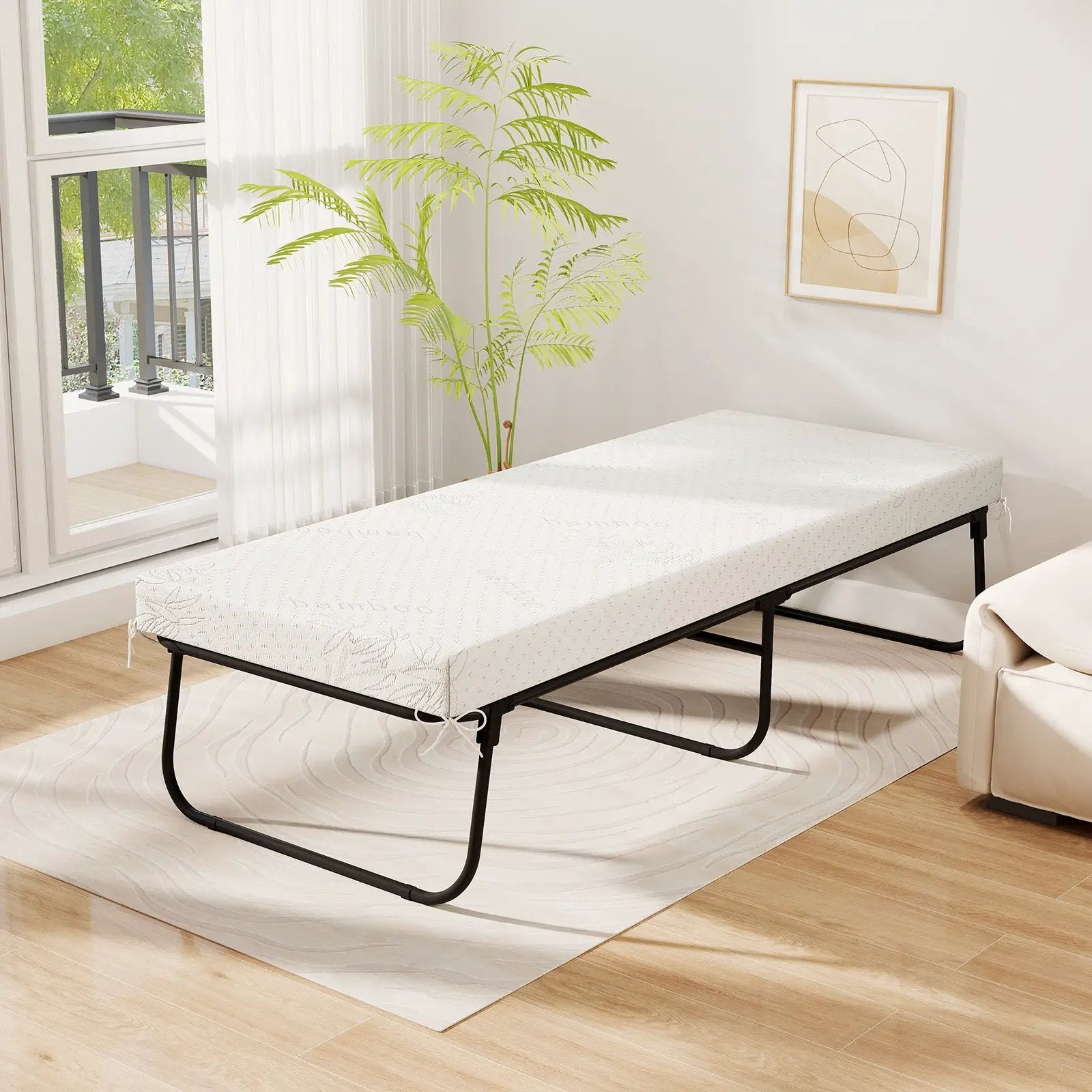 75 x 31 Inch Folding Bed with Mattress Cot Size with Memory Foam by DirectDeals