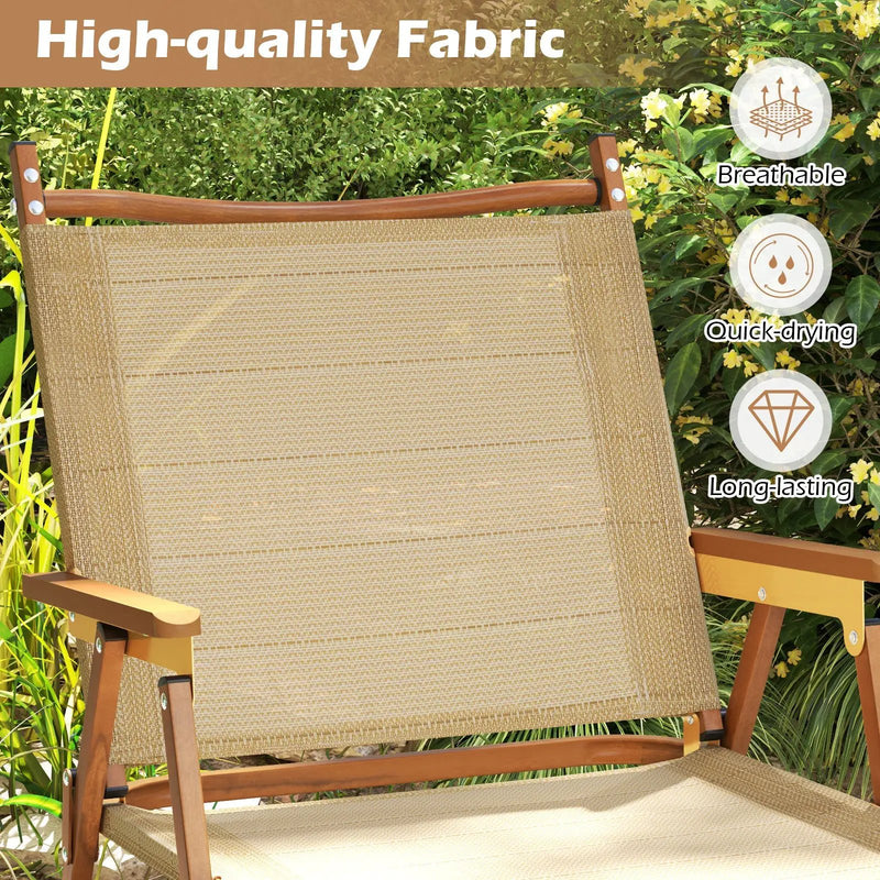 Folding Camp Chairs Set of 2 Lightweight Beach Chairs-Beige by DirectDeals