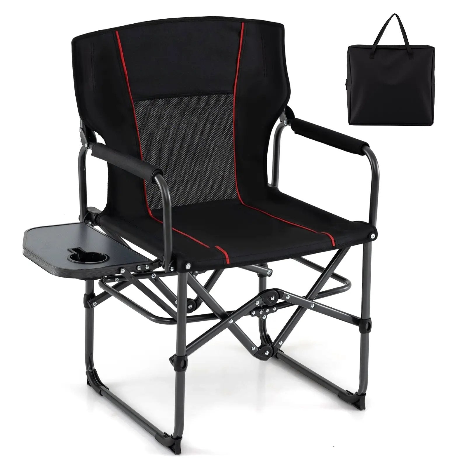 Folding Camping Chair with Side Table and Cup Holder with Carrying Bag by DirectDeals