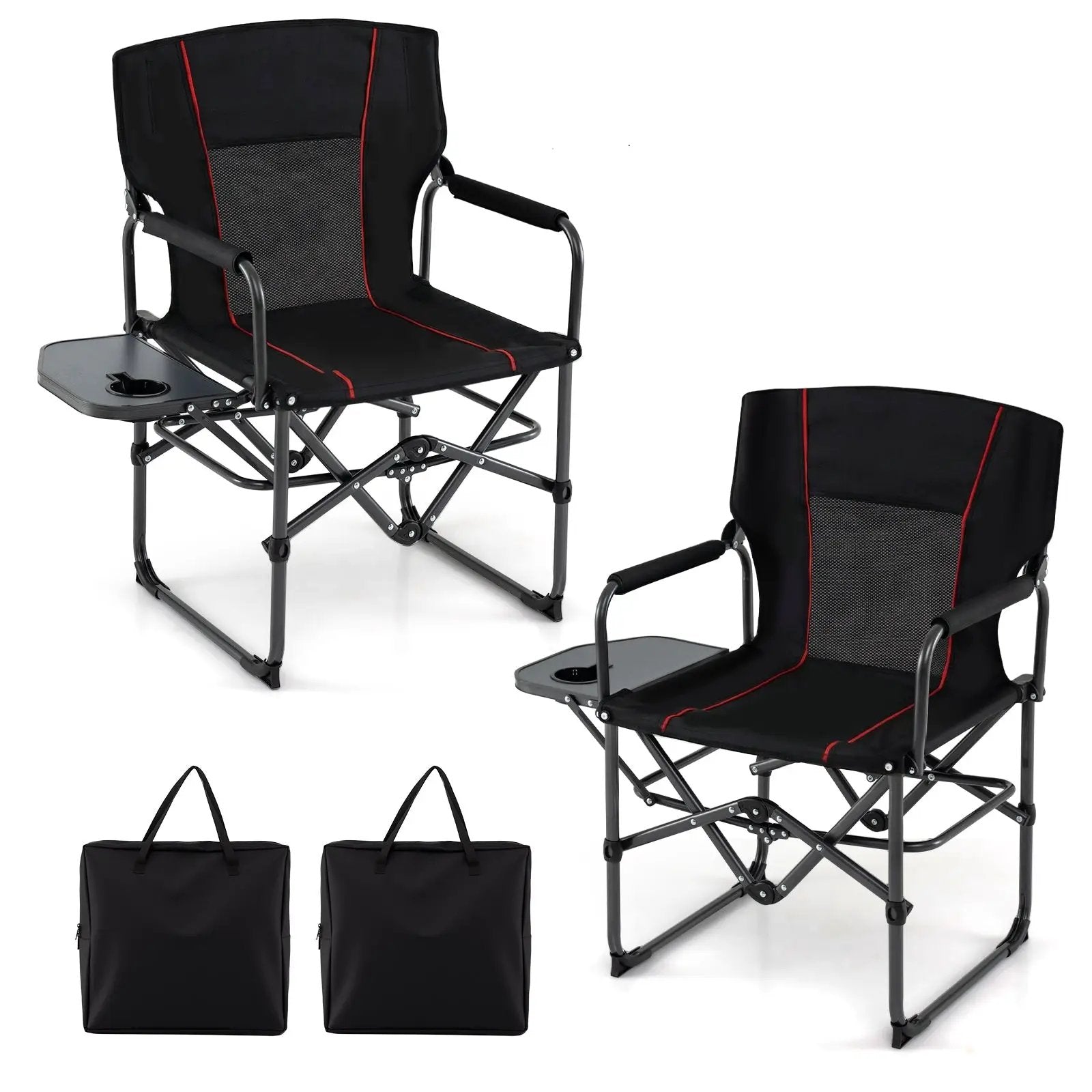 Folding Camping Chair with Side Table and Cup Holder with Carrying Bag by DirectDeals