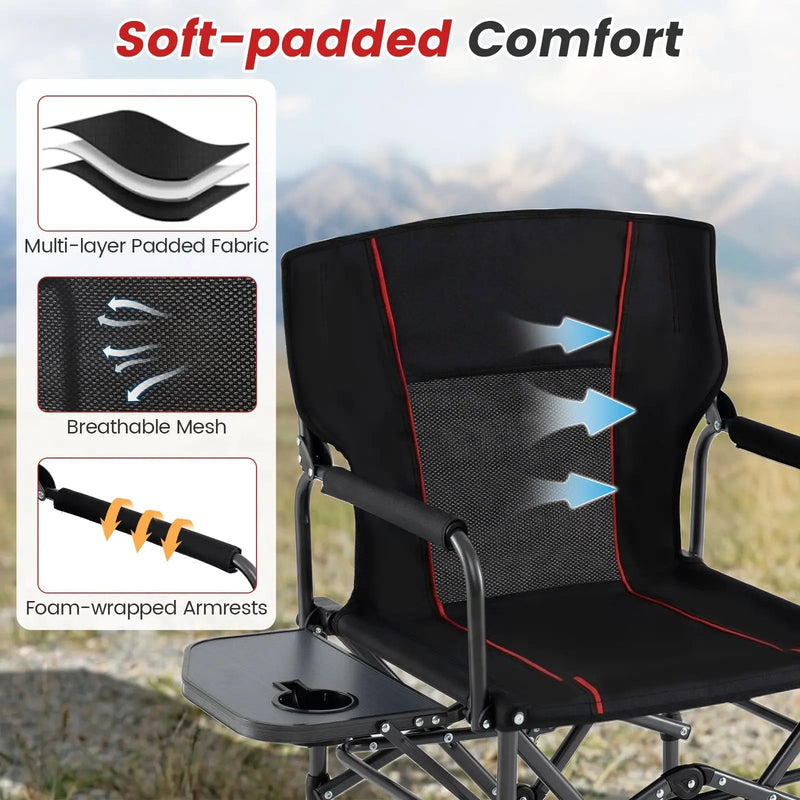 Folding Camping Chair with Side Table and Cup Holder with Carrying Bag by DirectDeals