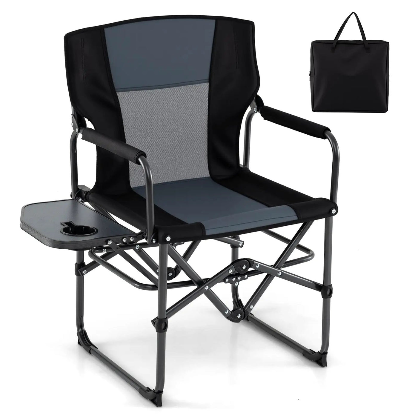 Folding Camping Chair with Side Table and Cup Holder with Carrying Bag by DirectDeals
