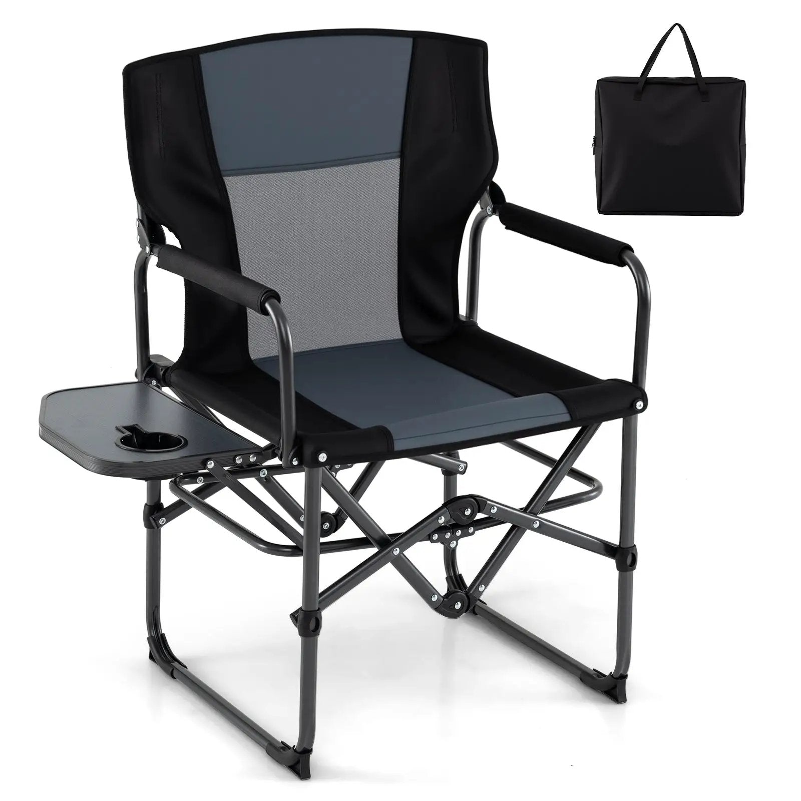 Folding Camping Chair with Side Table and Cup Holder with Carrying Bag by DirectDeals