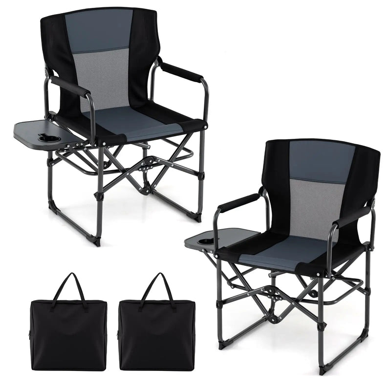 Folding Camping Chair with Side Table and Cup Holder with Carrying Bag by DirectDeals