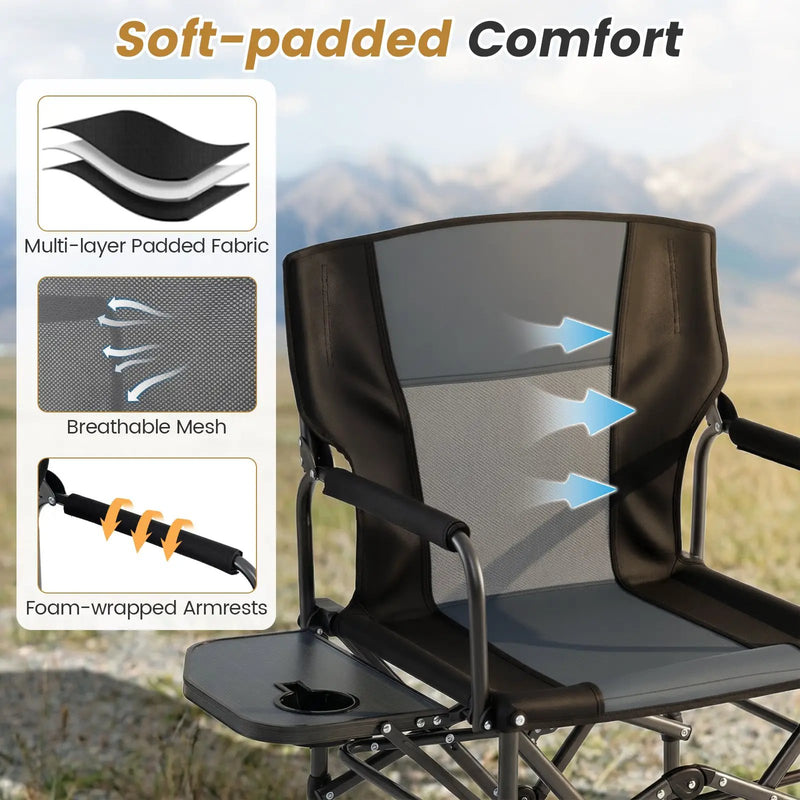 Folding Camping Chair with Side Table and Cup Holder with Carrying Bag by DirectDeals