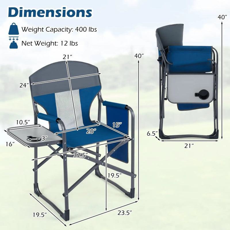 Folding Camping Chair with Cup Holder and Storage Pocket by DirectDeals
