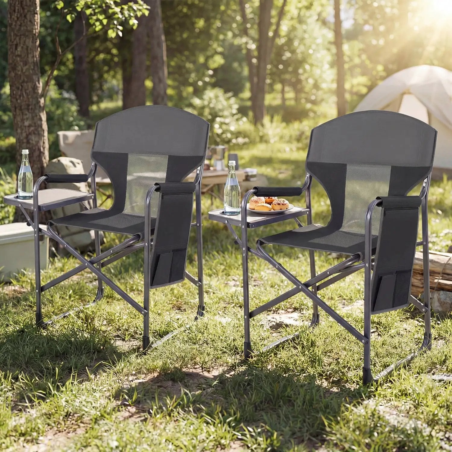 Folding Camping Chair with Cup Holder and Storage Pocket by DirectDeals