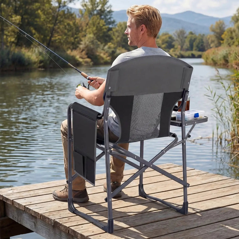 Folding Camping Chair with Cup Holder and Storage Pocket by DirectDeals