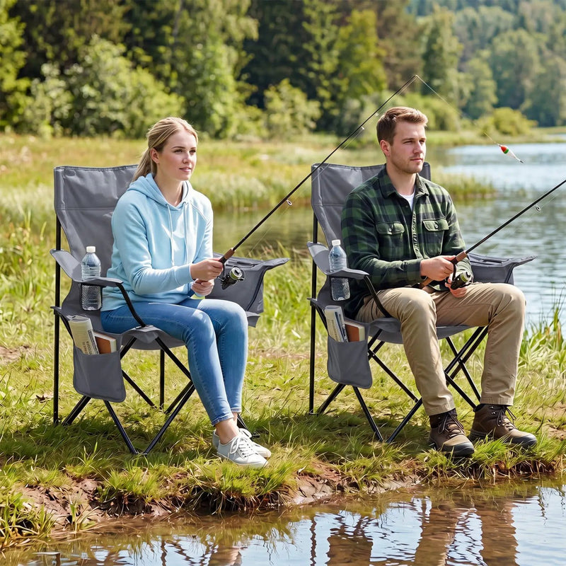 Folding Camping Chair with Mesh Back and Carrying Bag by DirectDeals