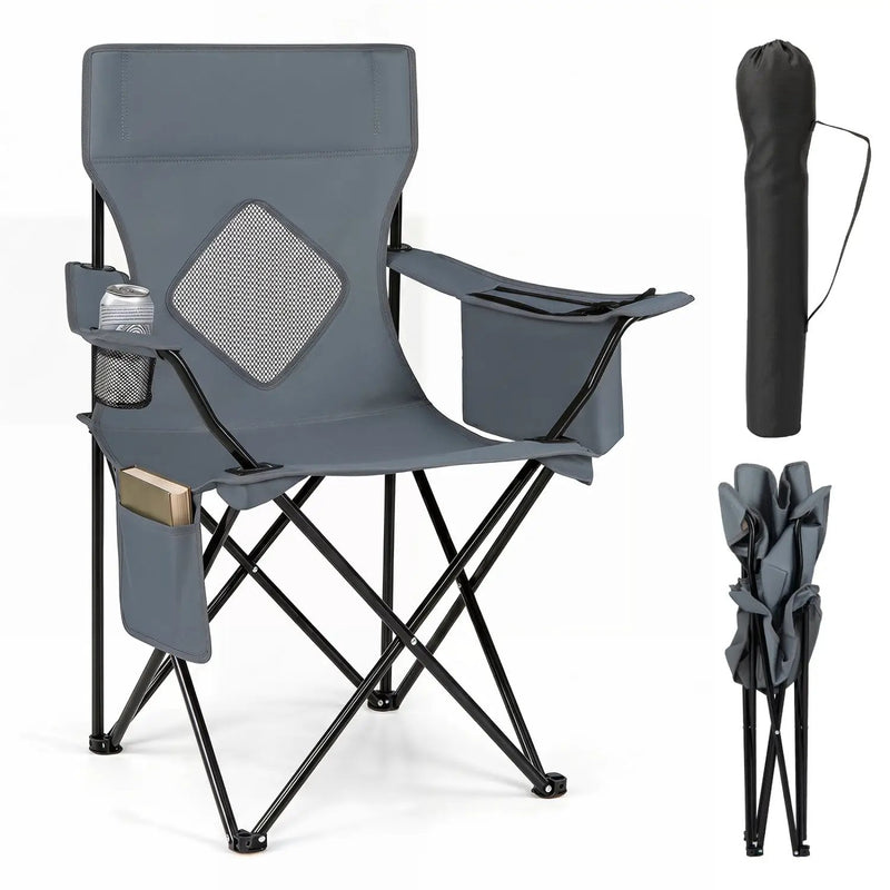 Folding Camping Chair with Mesh Back and Carrying Bag by DirectDeals