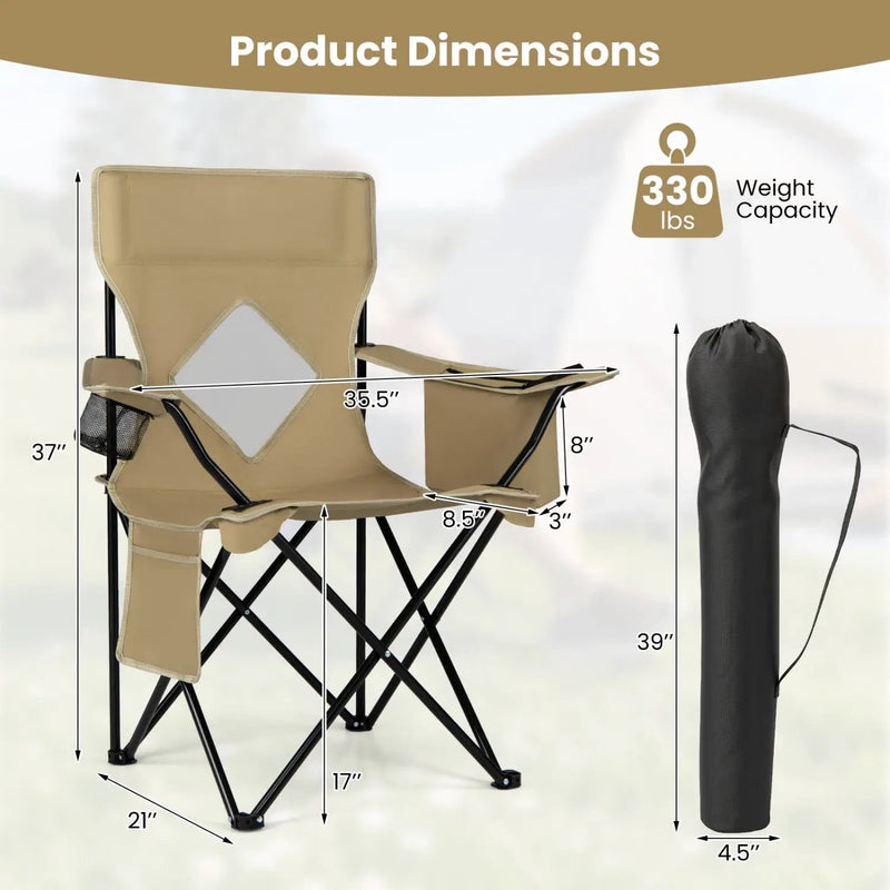 Folding Camping Chair with Mesh Back and Carrying Bag by DirectDeals