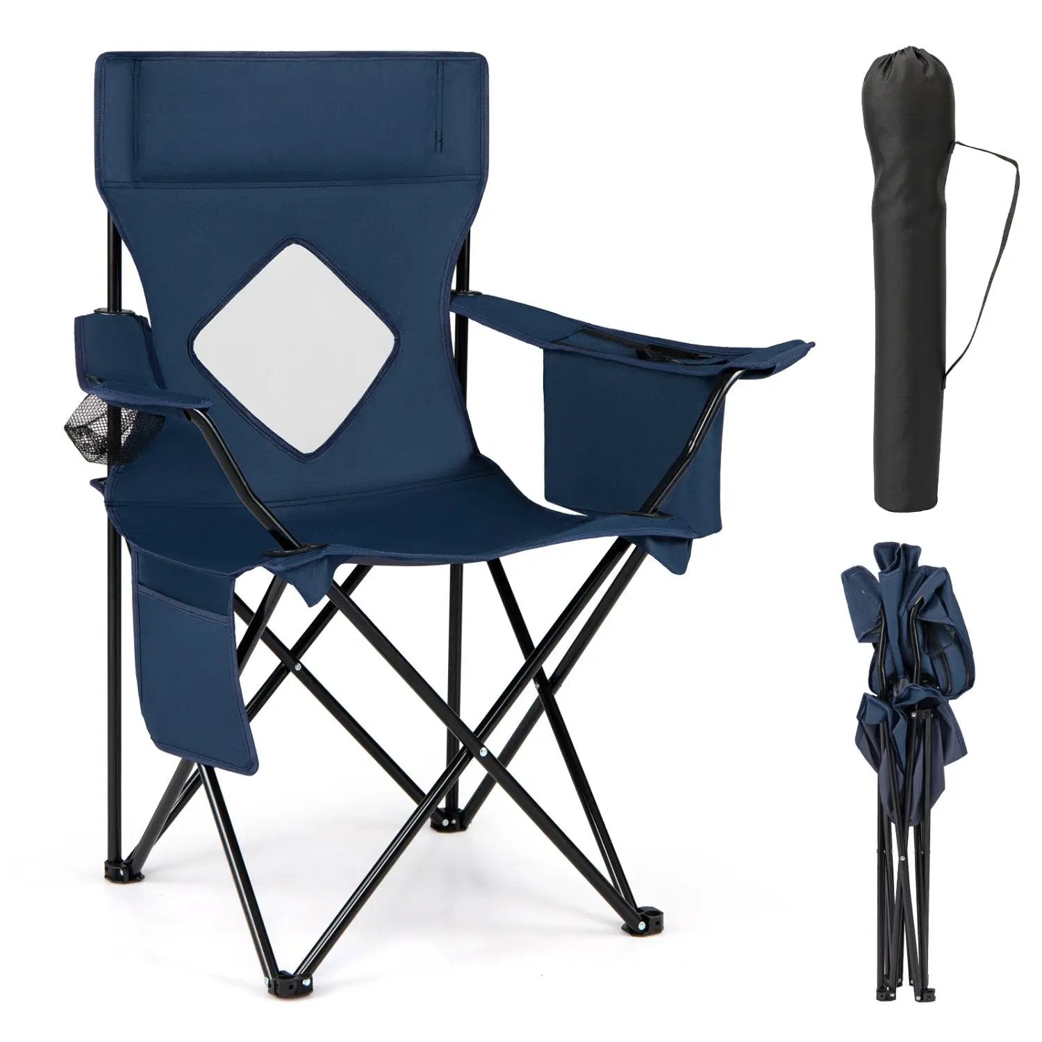 Folding Camping Chair with Mesh Back and Carrying Bag by DirectDeals
