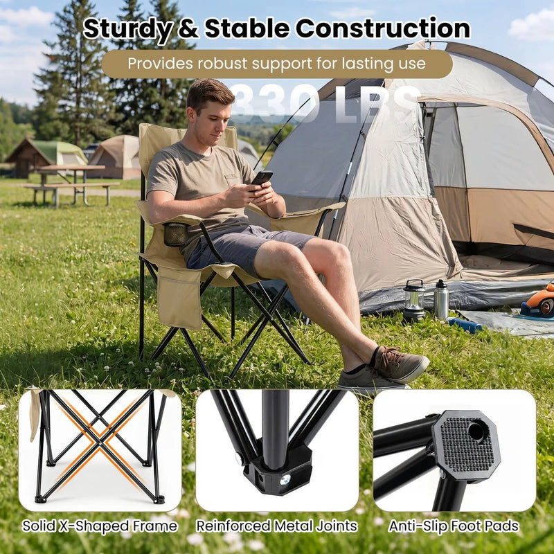 Folding Camping Chair with Mesh Back and Carrying Bag by DirectDeals