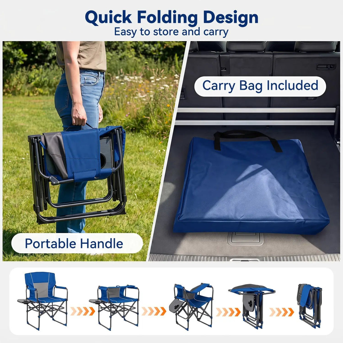 Folding Camping Chair with Side Table and Cup Holder by DirectDeals