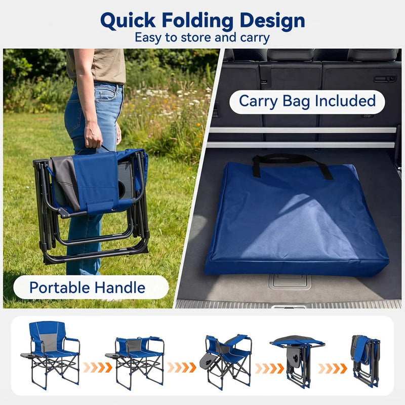 Folding Camping Chair with Side Table and Cup Holder by DirectDeals