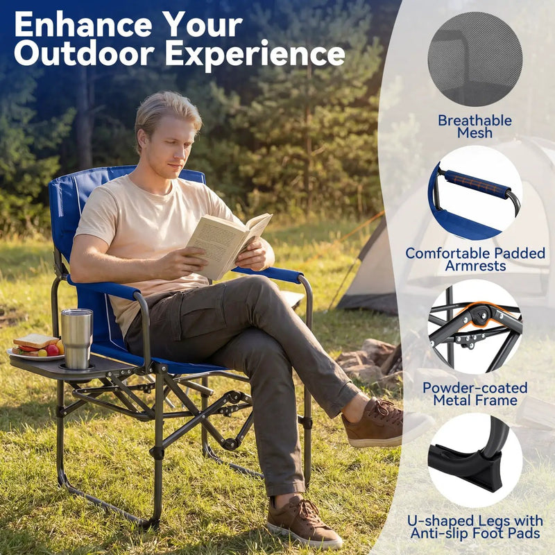 Folding Camping Chair with Side Table and Cup Holder by DirectDeals