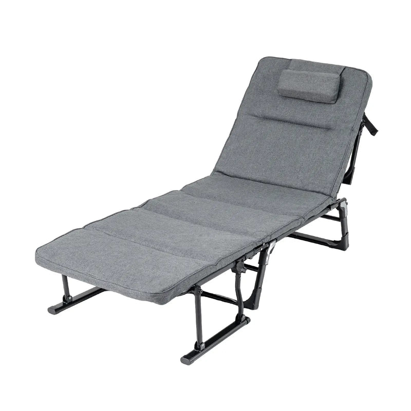 Folding Camping Cot with Mattress 3 in 1 Convertible Single Sofa Chaise Lounge Chair Sleeper-Gray by DirectDeals
