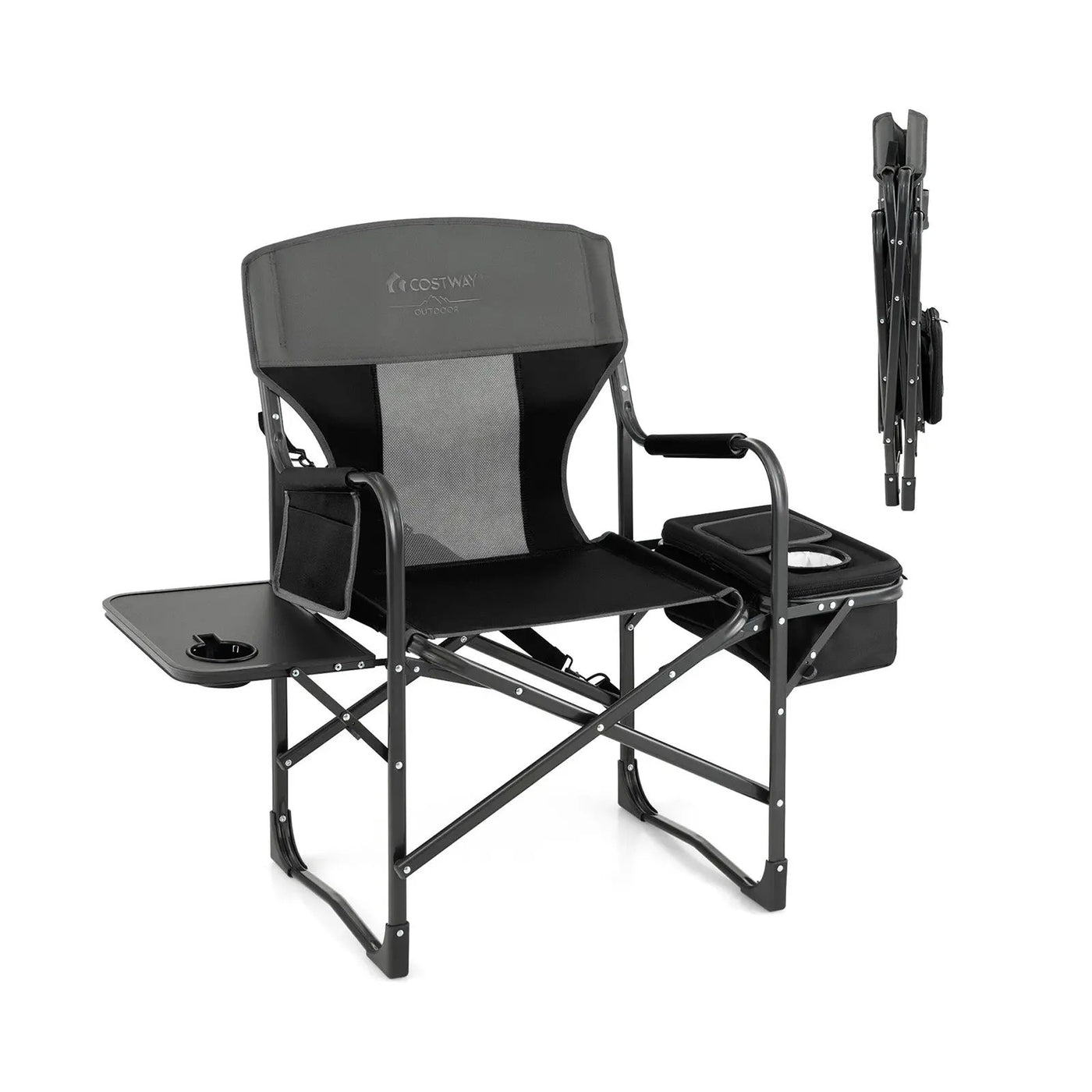 Folding Camping Directors Chair with Cooler Bag and Side Table by DirectDeals