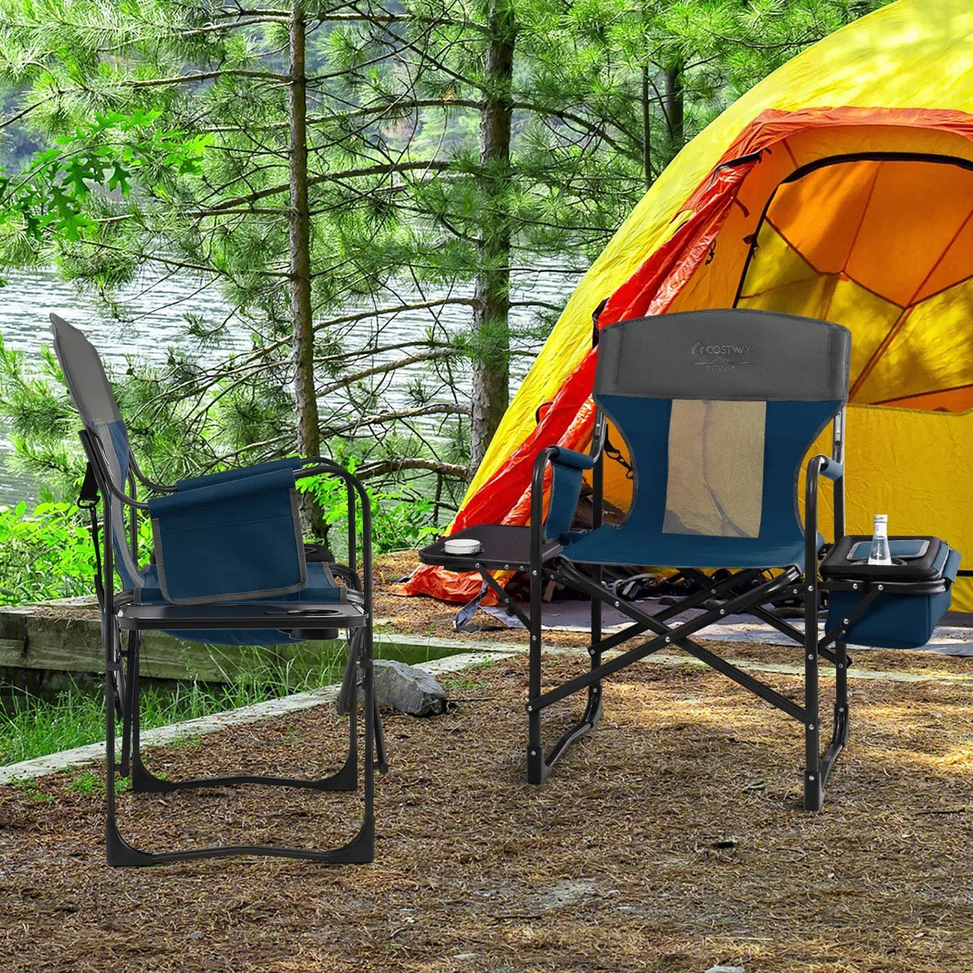 Folding Camping Directors Chair with Cooler Bag and Side Table by DirectDeals