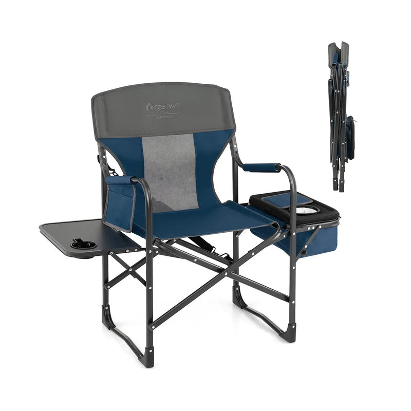 Folding Camping Directors Chair with Cooler Bag and Side Table by DirectDeals