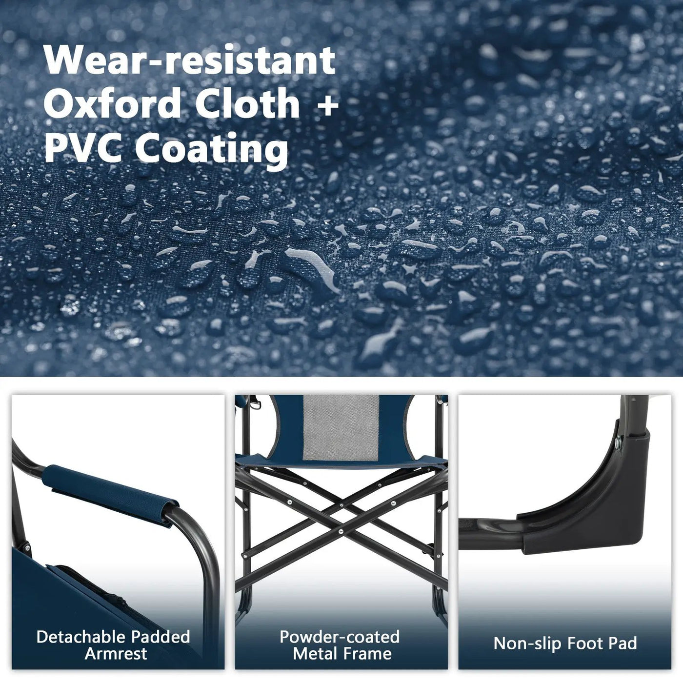 Folding Camping Directors Chair with Cooler Bag and Side Table by DirectDeals
