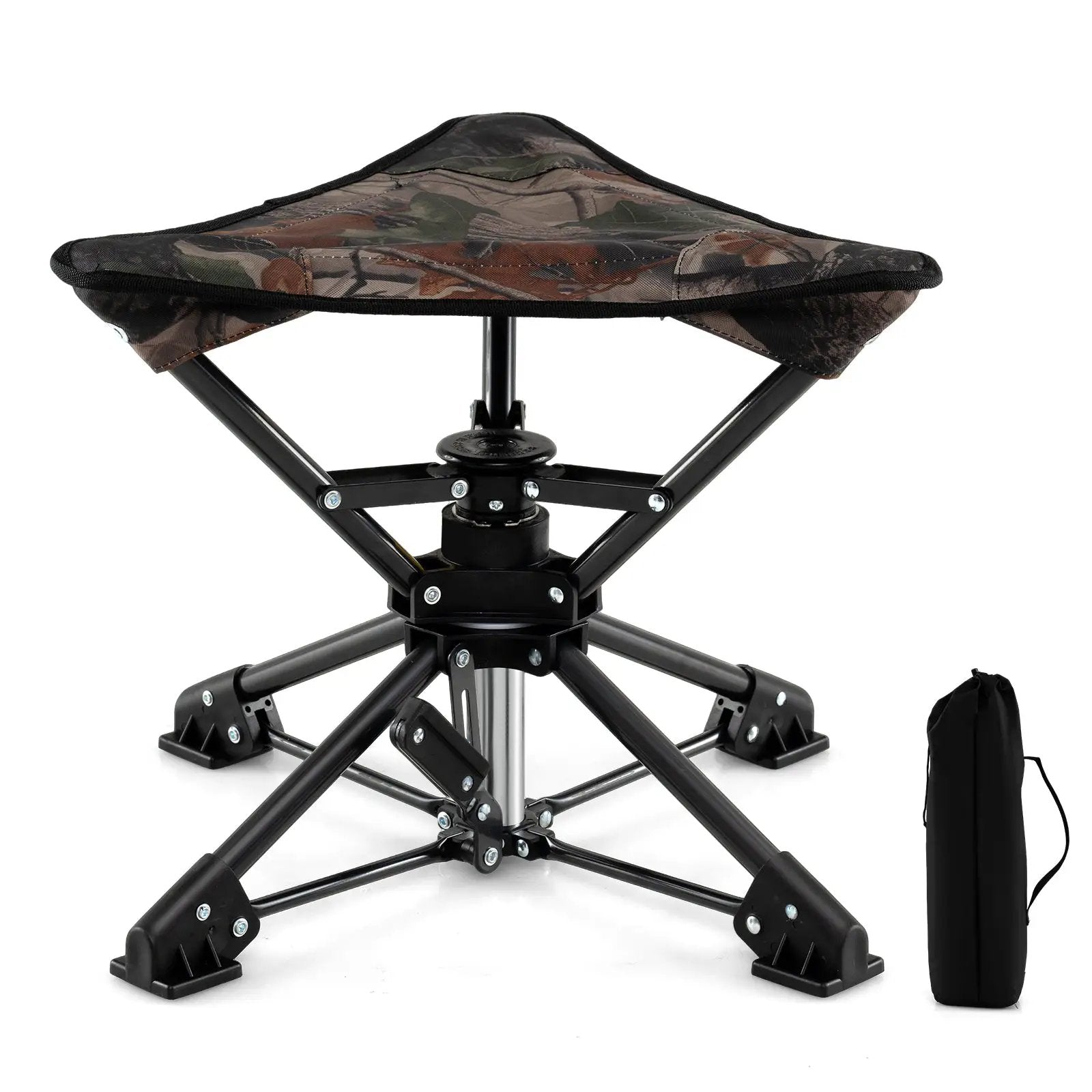 Folding Camping Stool 360¬∞ Swivel Hunting Chair with Anti-Sink Feet by DirectDeals