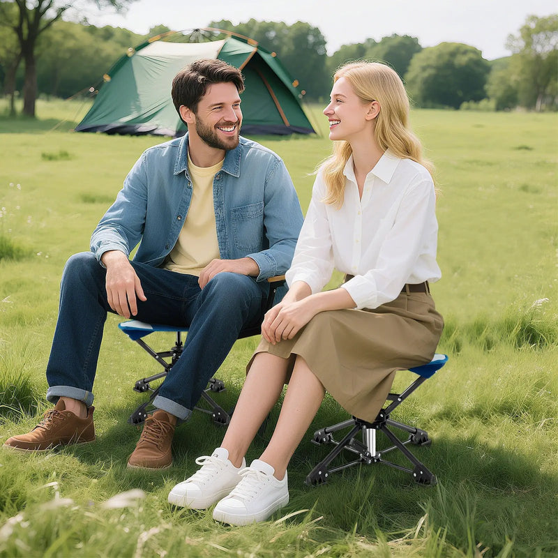 Folding Camping Stool 360¬∞ Swivel Hunting Chair with Anti-Sink Feet by DirectDeals