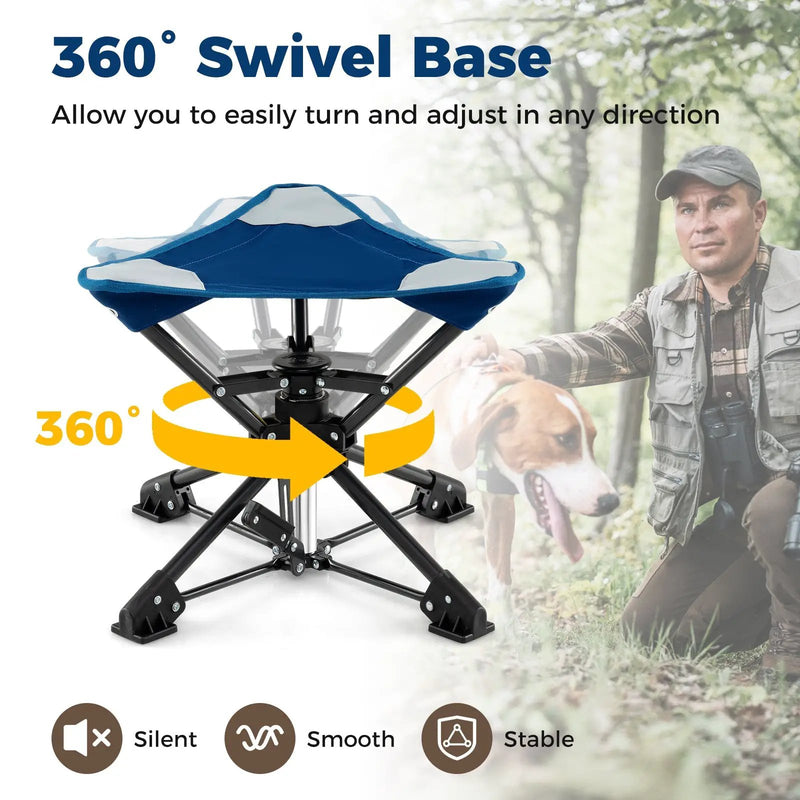Folding Camping Stool 360¬∞ Swivel Hunting Chair with Anti-Sink Feet by DirectDeals