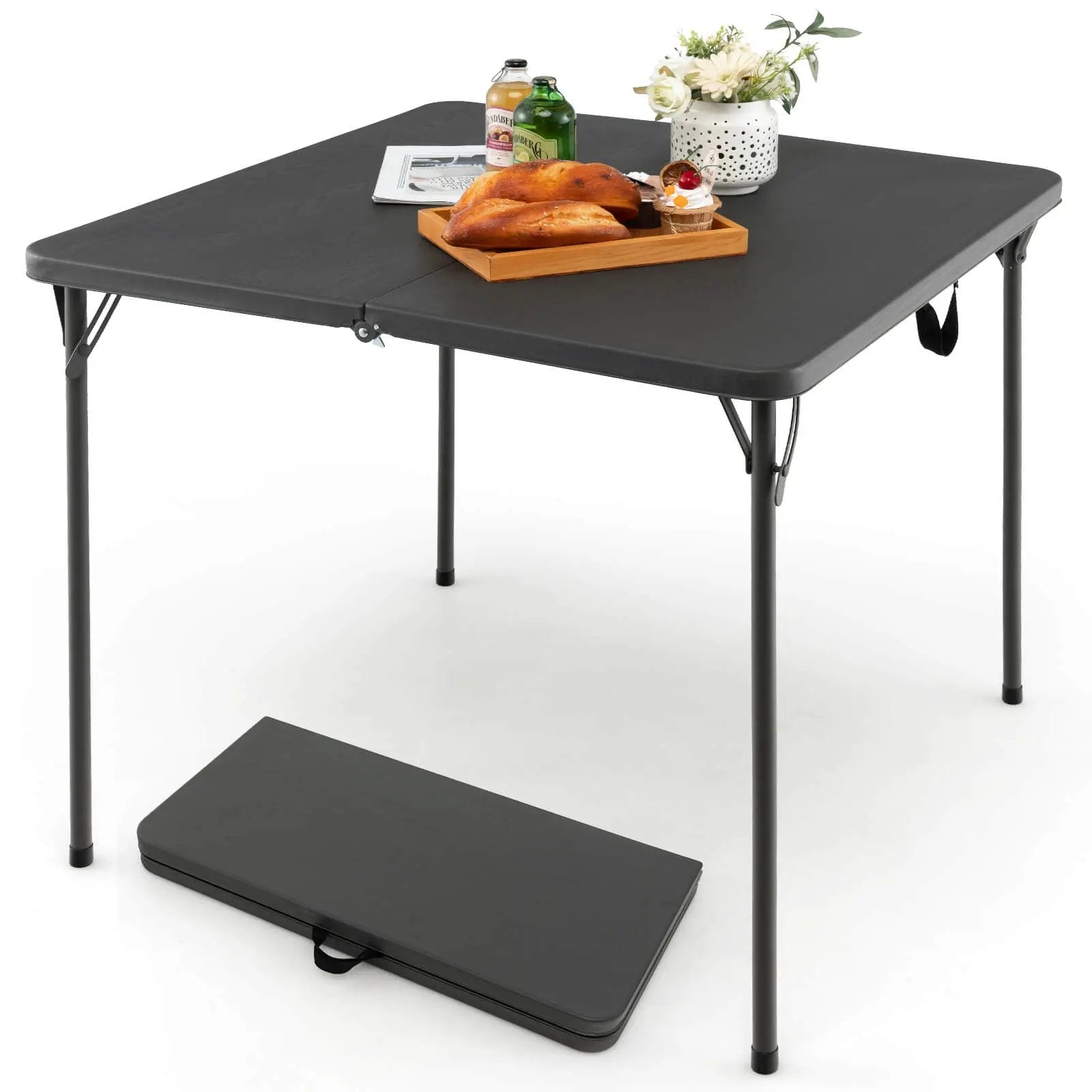 Folding Camping Table with All-Weather HDPE Tabletop and Rustproof Steel Frame by DirectDeals