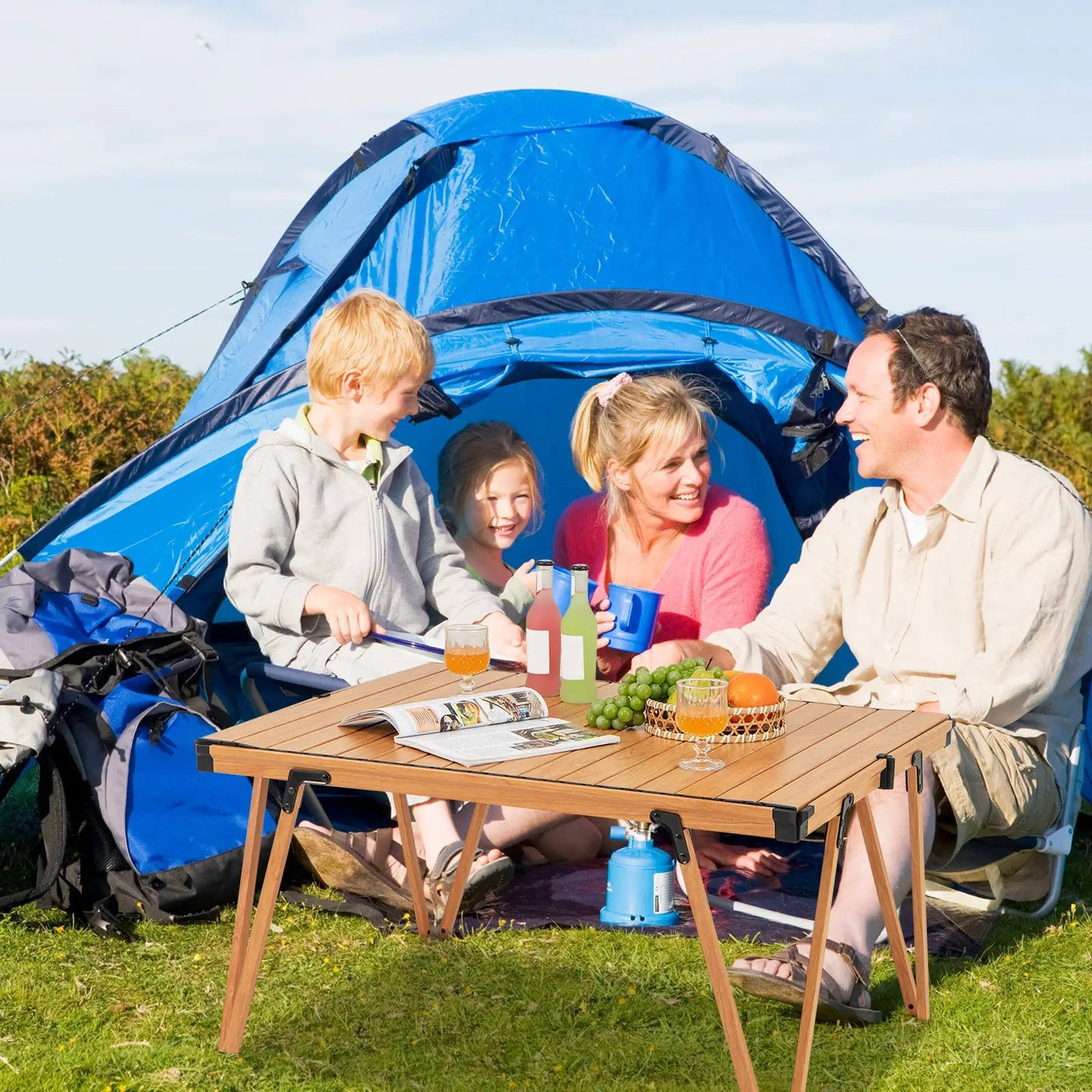 Folding Camping Table Picnic Table with Storage Bag and Waterproof Desktop by DirectDeals