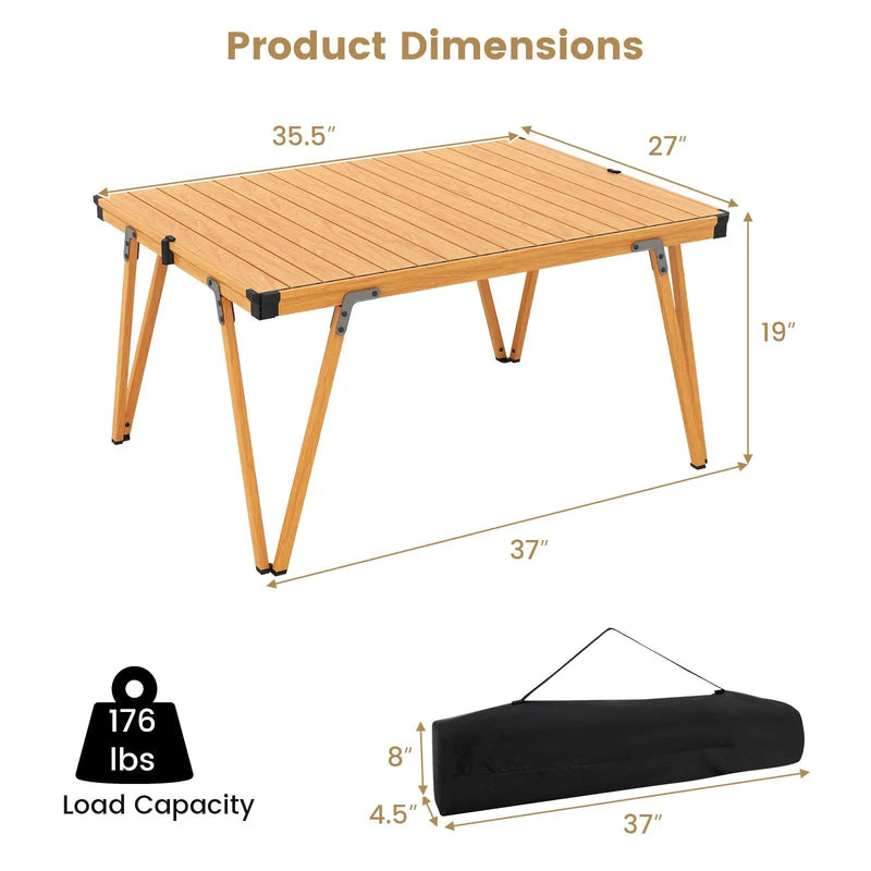 Folding Camping Table Picnic Table with Storage Bag and Waterproof Desktop by DirectDeals