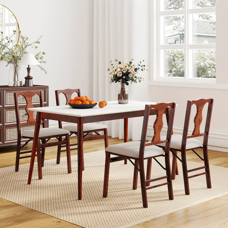 Folding Chairs Set of 2 Upholstered Dining Chairs with Comfy Padded Seats-Brown by DirectDeals