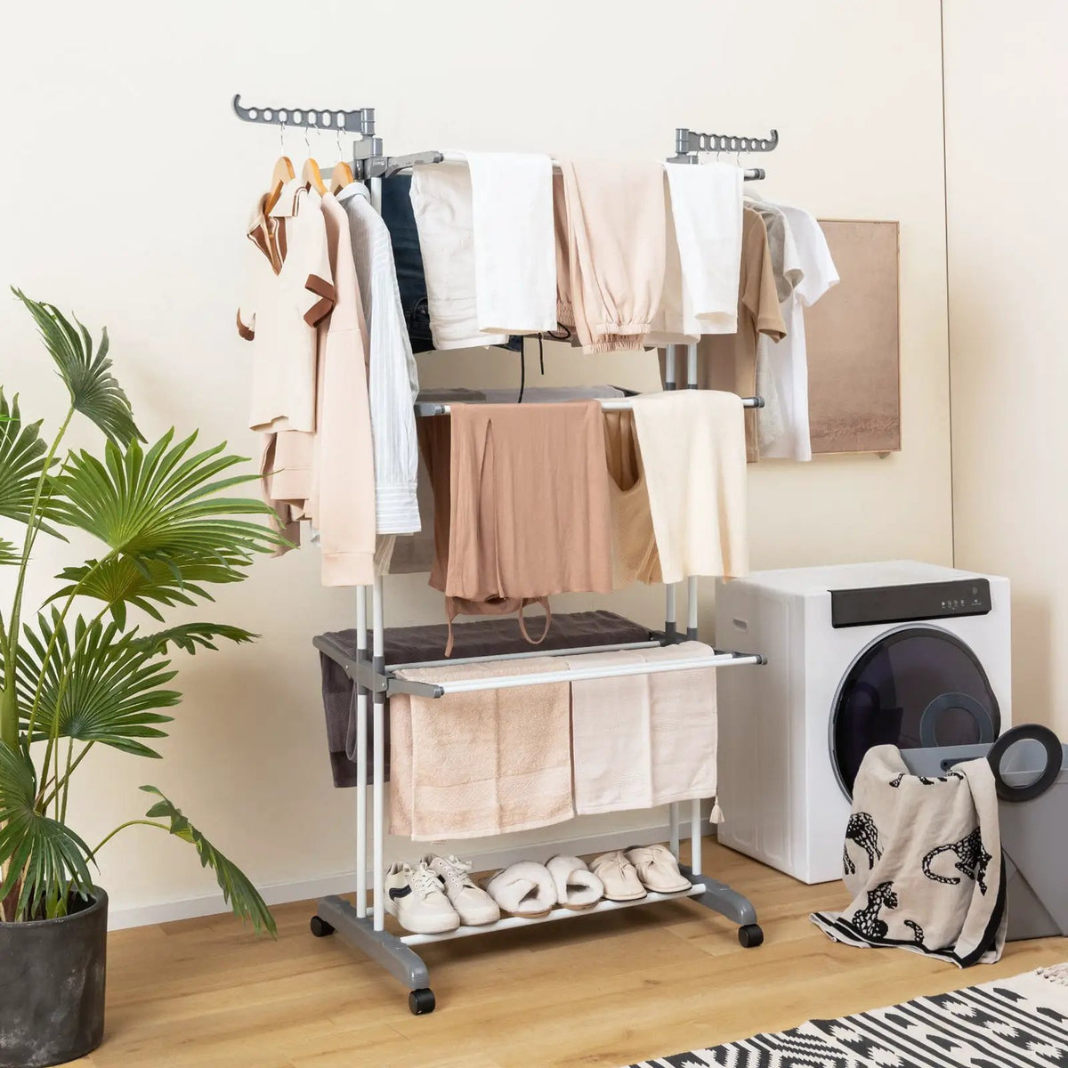 4-tier Clothes Drying Rack with Rotatable Side Wings and Collapsible Shelves by DirectDeals