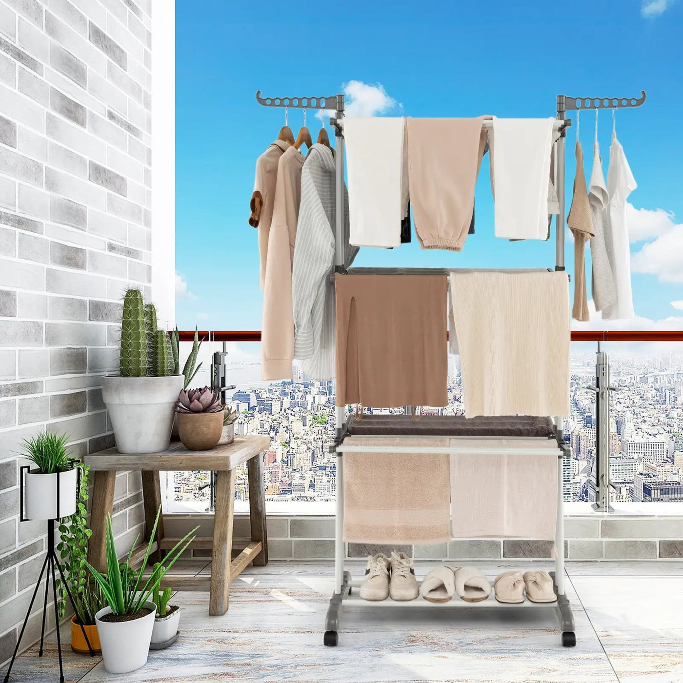 4-tier Clothes Drying Rack with Rotatable Side Wings and Collapsible Shelves by DirectDeals