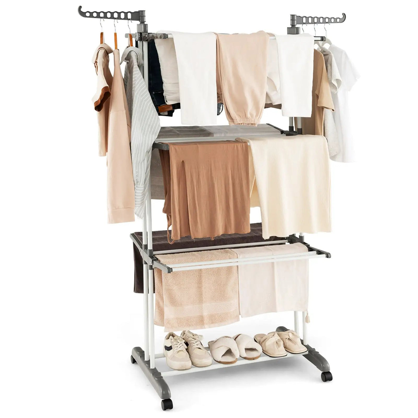 4-tier Clothes Drying Rack with Rotatable Side Wings and Collapsible Shelves by DirectDeals