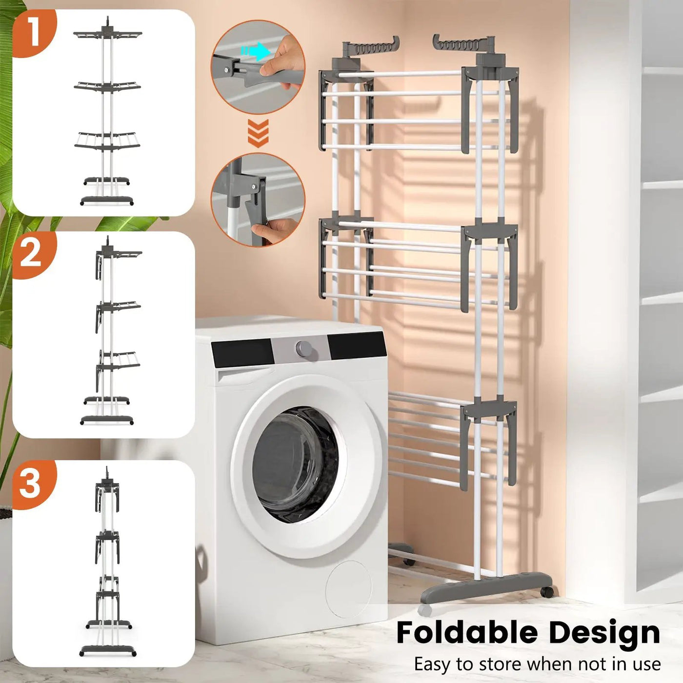 4-tier Clothes Drying Rack with Rotatable Side Wings and Collapsible Shelves by DirectDeals