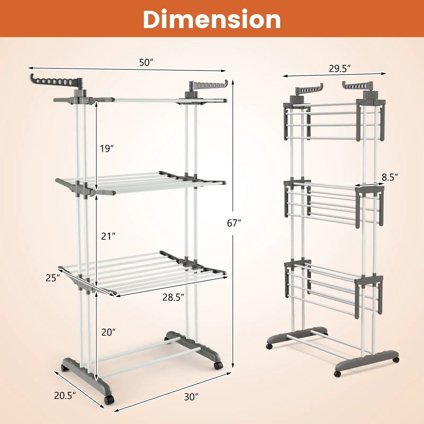 4-tier Clothes Drying Rack with Rotatable Side Wings and Collapsible Shelves by DirectDeals
