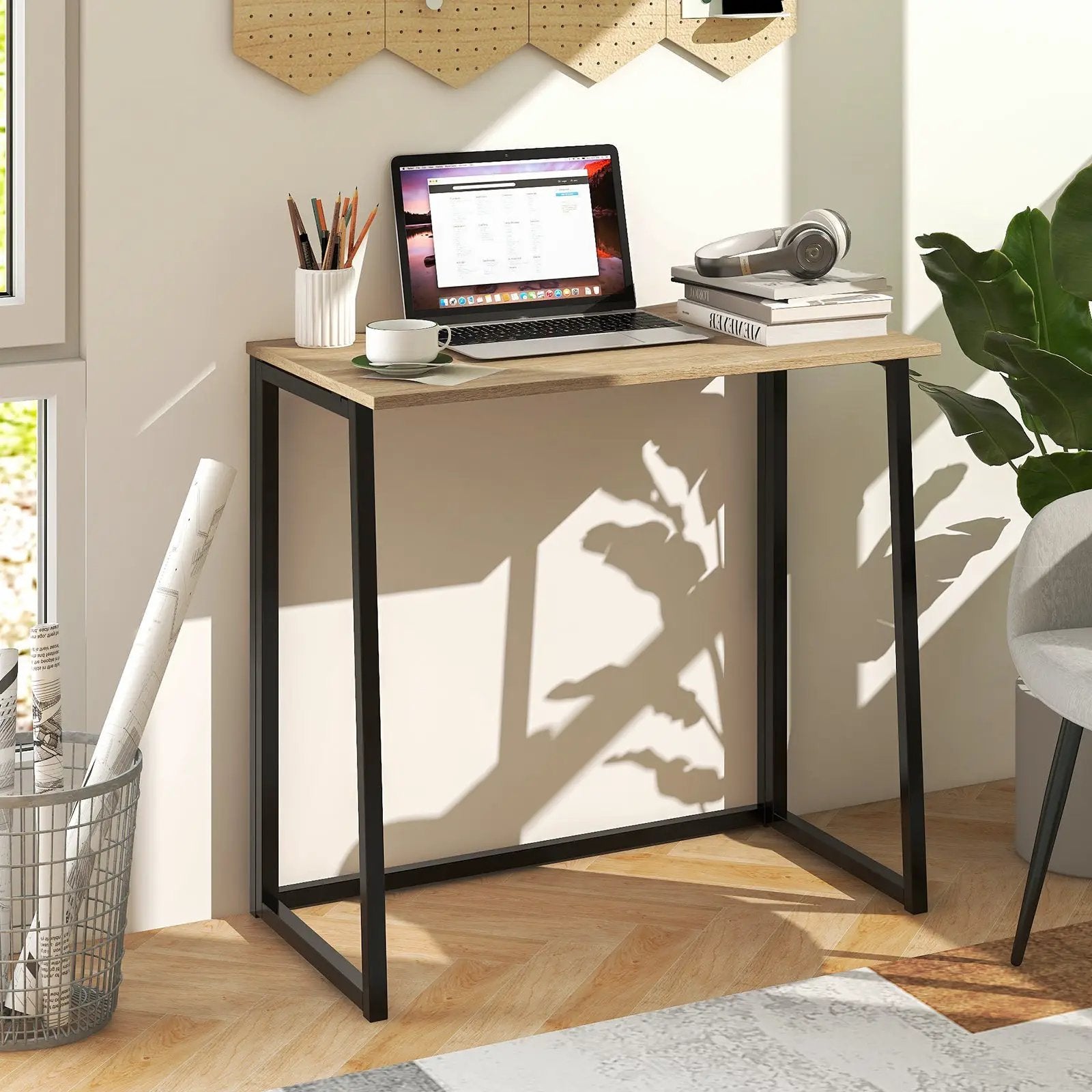31 Inch Space-saving Folding Computer Desk for Home Office-Natural by DirectDeals