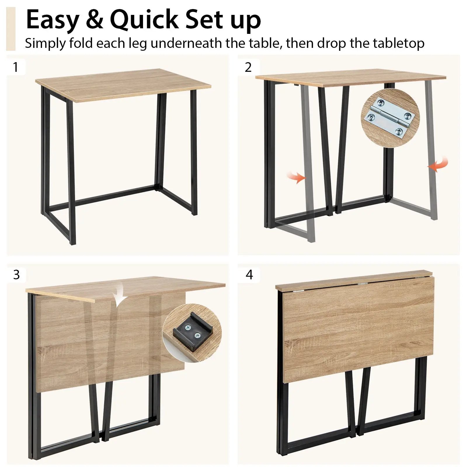 31 Inch Space-saving Folding Computer Desk for Home Office-Natural by DirectDeals