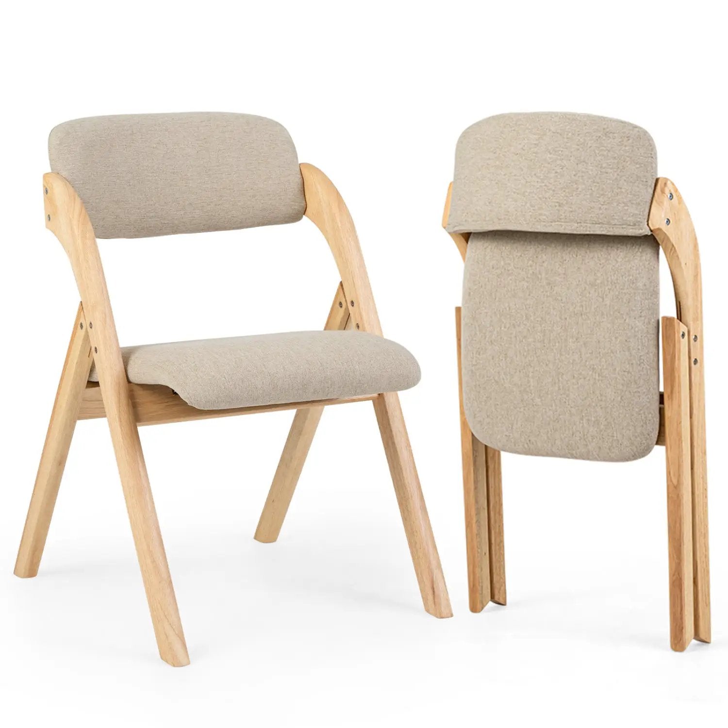 Folding Dining Chairs Set of 2 with Cushioned Seats by DirectDeals