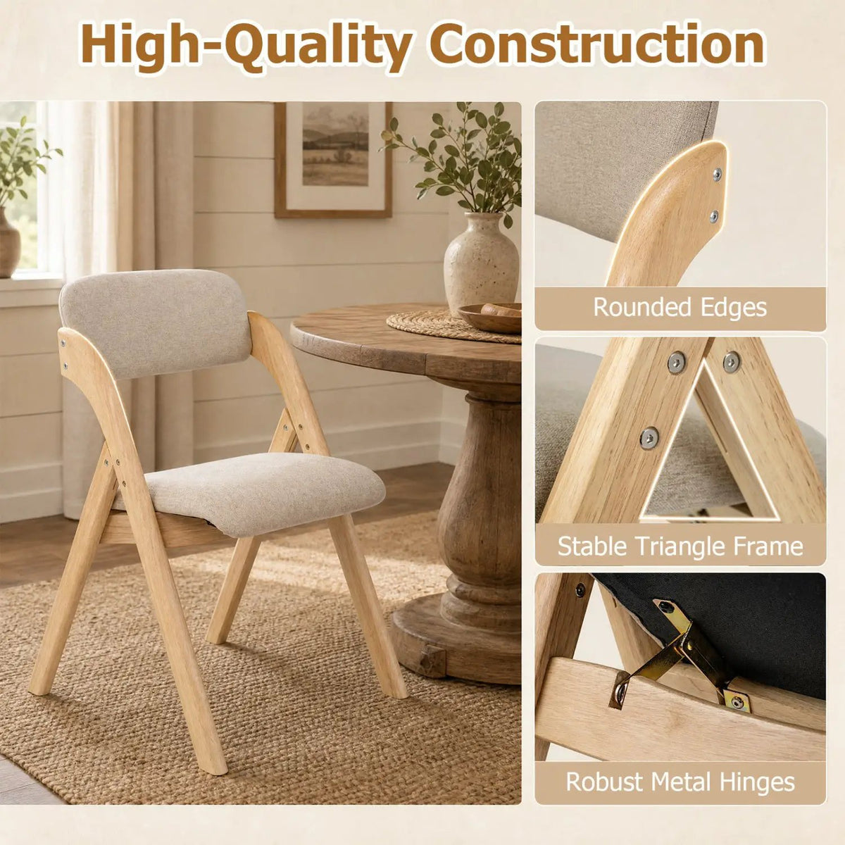 Folding Dining Chairs Set of 2 with Cushioned Seats by DirectDeals