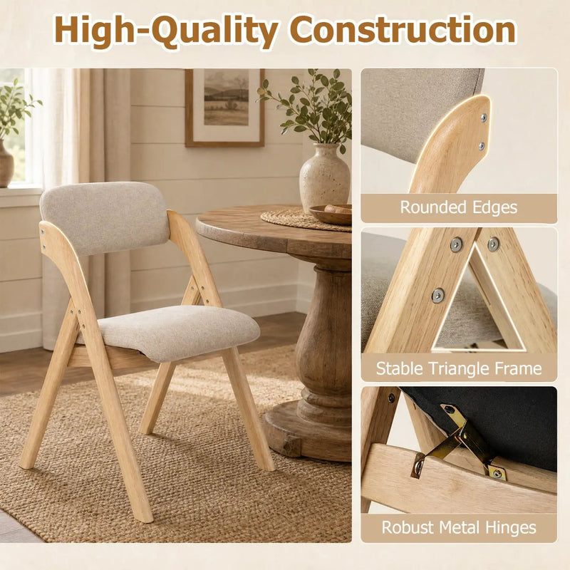 Folding Dining Chairs Set of 2 with Cushioned Seats by DirectDeals