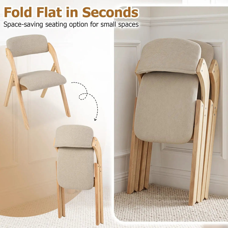 Folding Dining Chairs Set of 2 with Cushioned Seats by DirectDeals