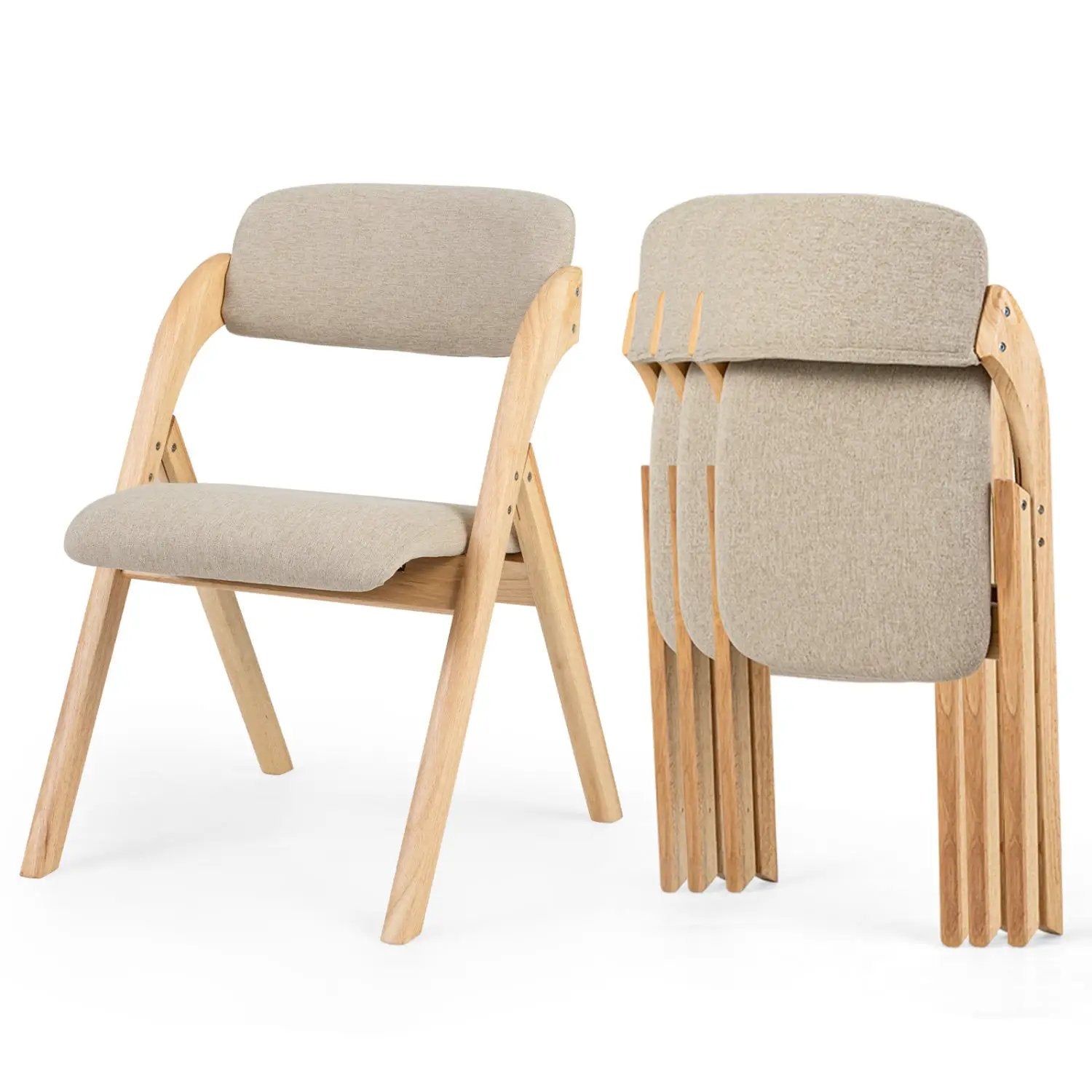 Folding Dining Chairs Set of 2 with Cushioned Seats by DirectDeals