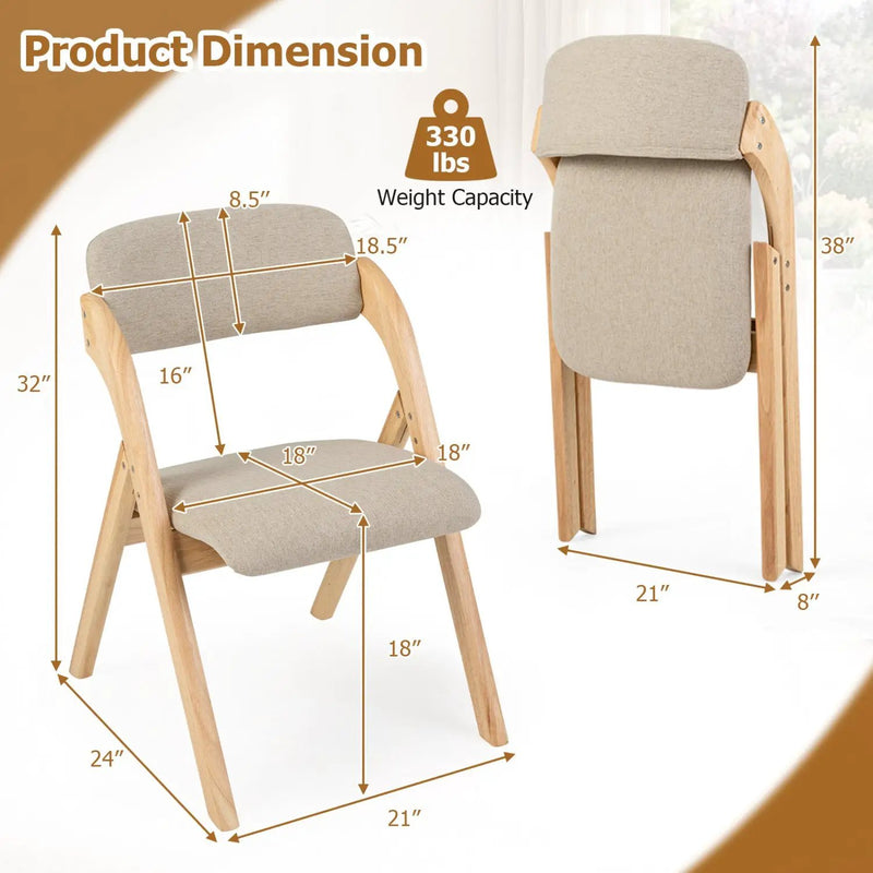 Folding Dining Chairs Set of 2 with Cushioned Seats by DirectDeals