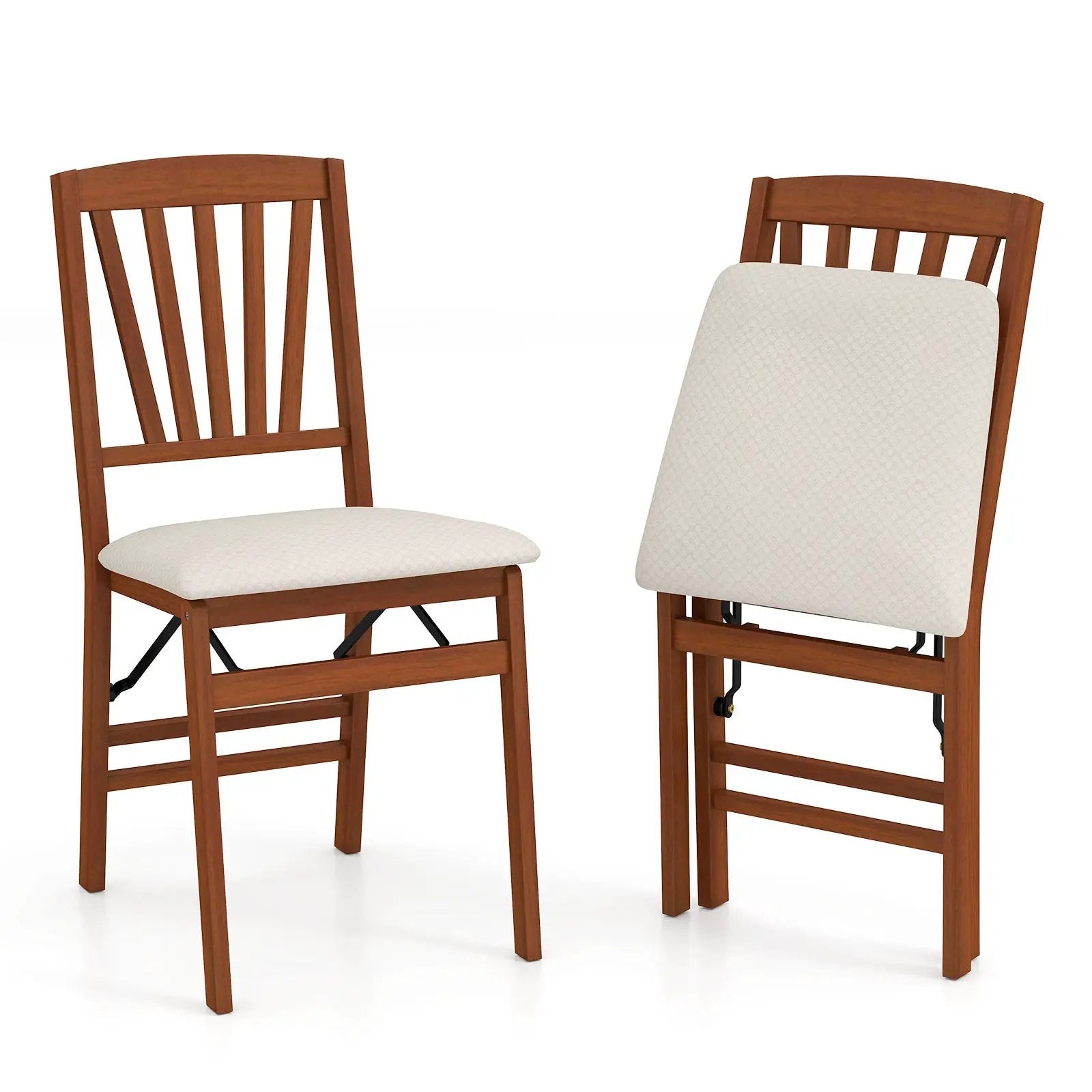 Folding Dining Chairs Set of 2 with Padded Seat and Rubber Wood Frame by DirectDeals