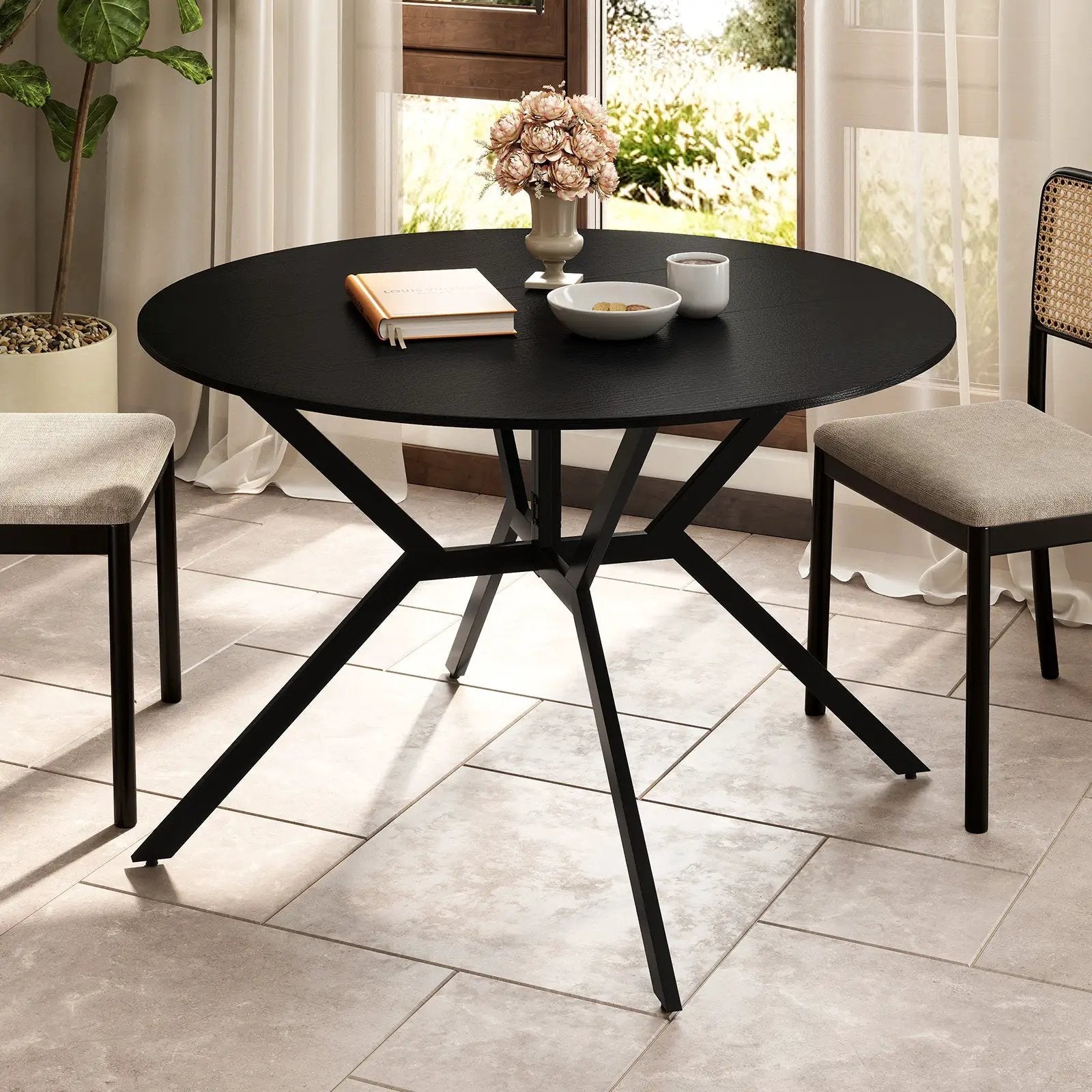Folding Dining Table 47 Inch Extendable Round Kitchen Table with Drop Leaves by DirectDeals