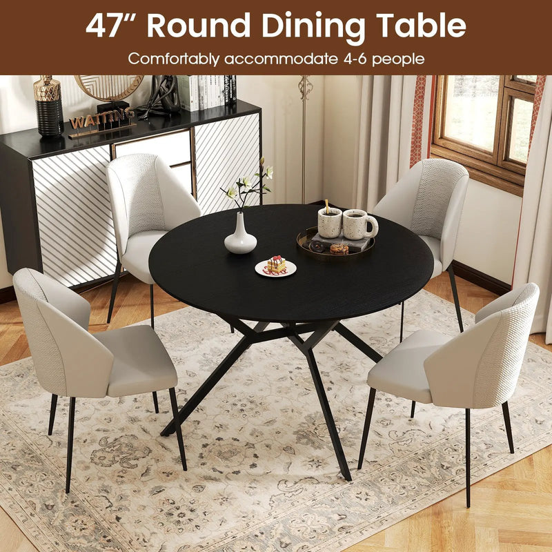 Folding Dining Table 47 Inch Extendable Round Kitchen Table with Drop Leaves by DirectDeals