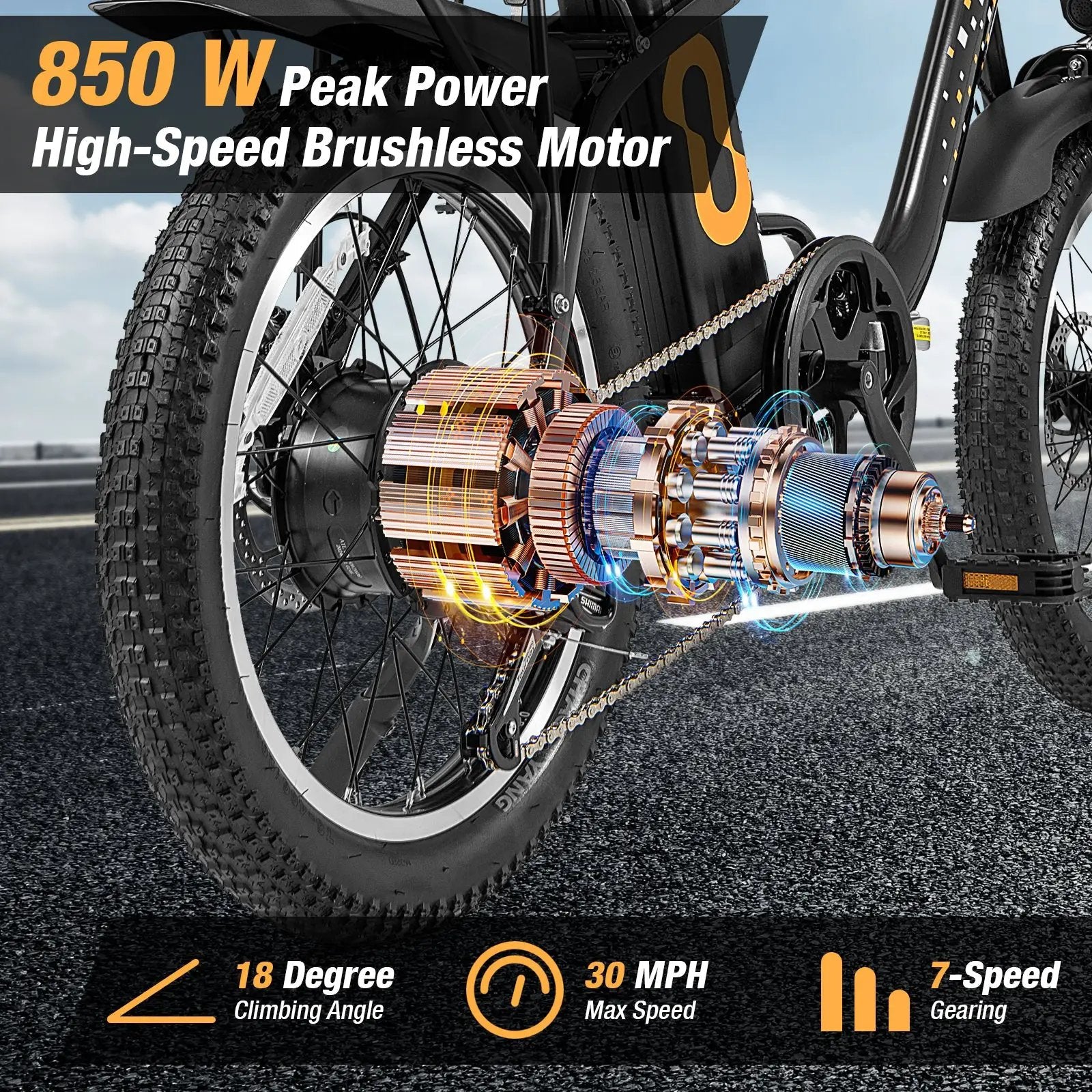 Folding Electric Bicycle for Adults with 20-Inch Fat Tires Snow E-Bike by DirectDeals